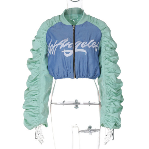 Motorcycle letter printed cardigan jacket