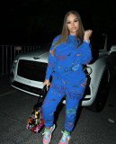 Graffiti printed hoodie two-piece set