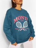 Large round neck hoodie with letter printed top