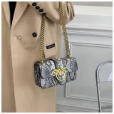 Contrasting snake patterned chain, armpit, shoulder, crossbody