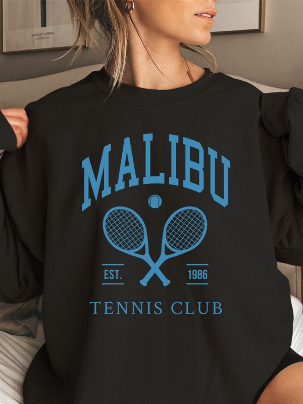 Large round neck hoodie with letter printed top