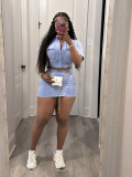Pit strip washed jacket, hip wrapped short skirt set