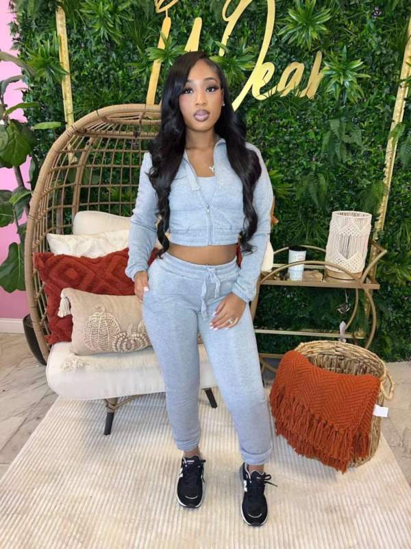 Fleece hoodie three piece set