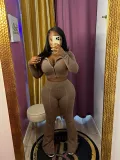 Two piece set of washed and worn hooded bell bottom pants