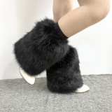 Thick plush sock covers, long shoe covers, fox fur long fur warm fur leg covers