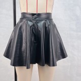 High waisted PU leather pants skirt