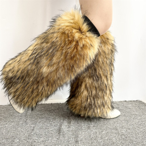 Thick plush sock covers, long shoe covers, fox fur long fur warm fur leg covers