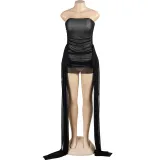 Sleeveless strapless ribbon short dress