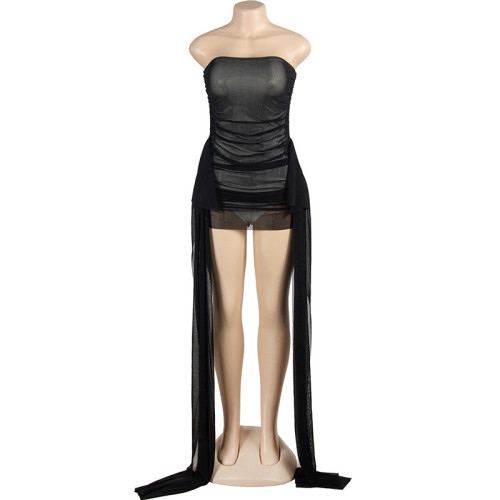 Sleeveless strapless ribbon short dress