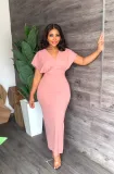 Backless high waisted slit dress