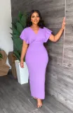 Backless high waisted slit dress