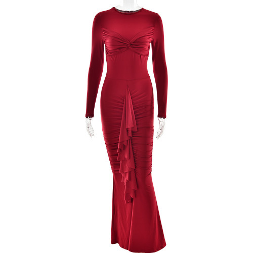 Round neck long sleeved dress