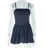 Sleeveless short suspender floral bud skirt