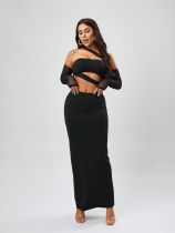 Tight mesh, neck wrapped, chest wrapped, hip wrapped, long skirt