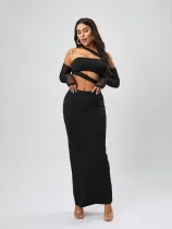 Tight mesh, neck wrapped, chest wrapped, hip wrapped, long skirt