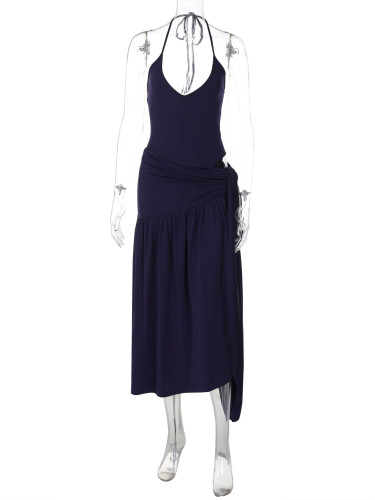 Backless jumpsuit tie skirt set