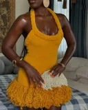 Hand woven Fried Dough Twists rope shoulder belt tassel dress