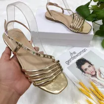 Golden leather women's sandals