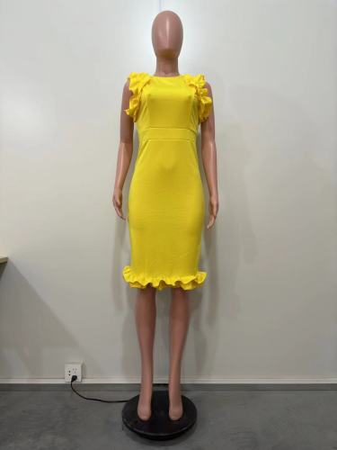 Women's multi-layer black fungus edge dress