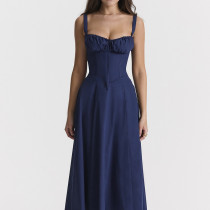 Printed Strap Waist Sleeveless Strap Dress