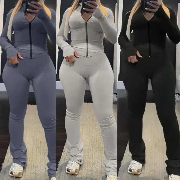 Cardigan zipper hoodie set