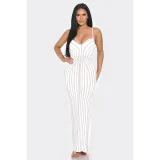 Women's Solid Color Chest Wrapping Hot Diamond Strap Long Dress