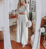 Round neck long sleeved two-piece jumpsuit
