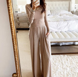 Round neck long sleeved two-piece jumpsuit