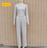 Round neck long sleeved two-piece jumpsuit
