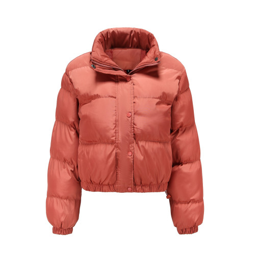 Long sleeved high neck warm jacket, loose cotton jacket