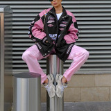 Sports printed long sleeved motorcycle style jacket