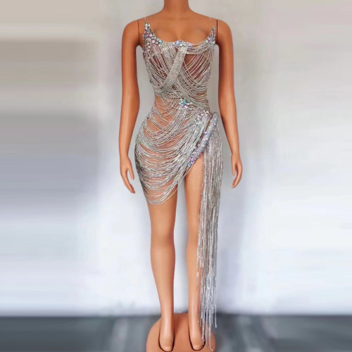 Diamond dress, luxurious and sparkling evening gown