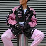 Sports printed long sleeved motorcycle style jacket