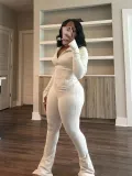 Tight fitting long sleeved micro trumpet two-piece set