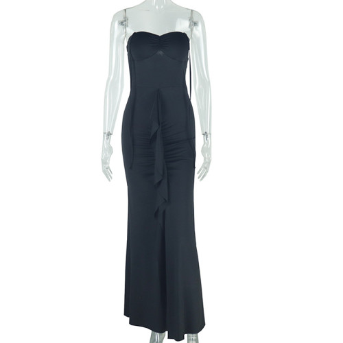 Women's strapless ribbon dress