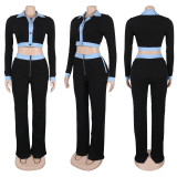 Single breasted knitted sweater and pants set