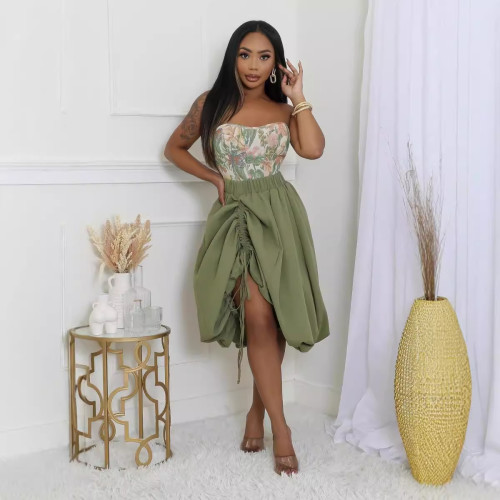 Irregular drawstring skirt