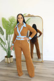 Single breasted knitted sweater and pants set