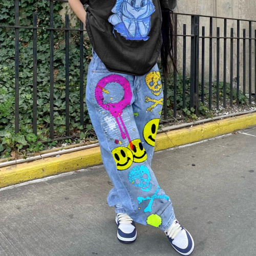 High waisted wide leg jeans