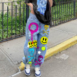 High waisted wide leg jeans