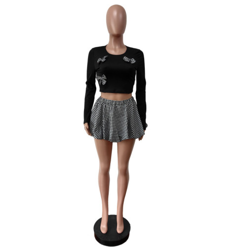 Elastic bow skirt set