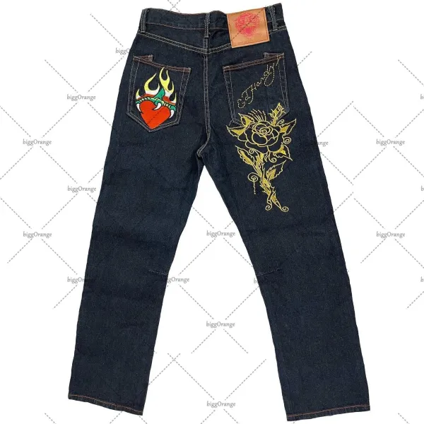 Printed hip-hop straight leg loose wide leg jeans