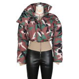 Retro camouflage printed short jacket cotton jacket