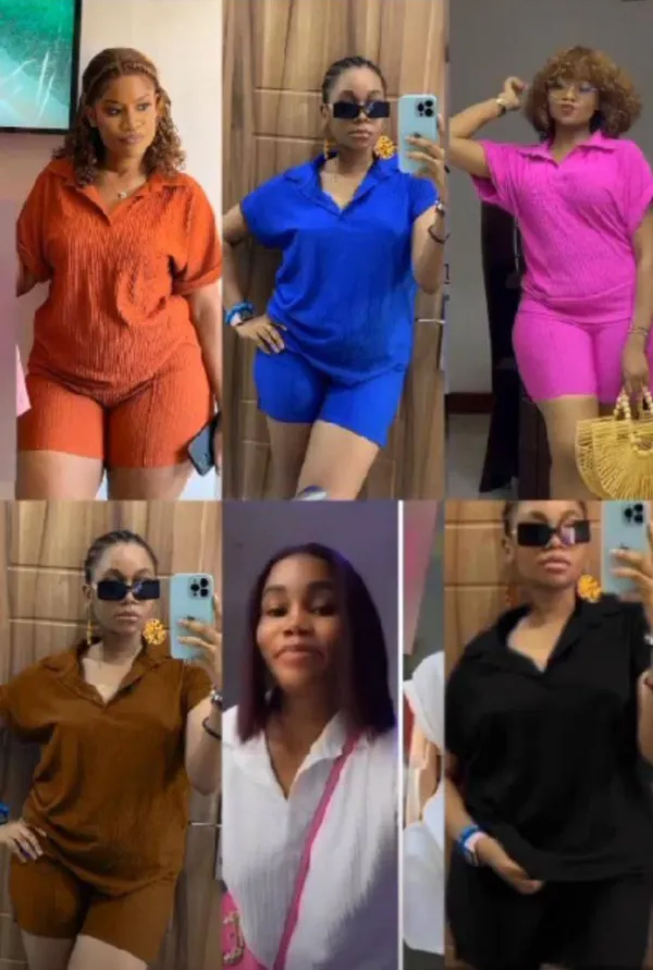 Large solid color short sleeved set
