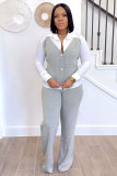 Fake two-piece shirt vest patchwork hoodie suit