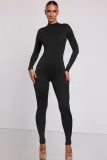 Pit stripe zipper sports jumpsuit