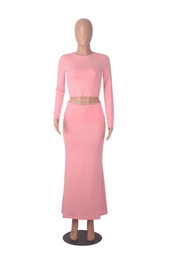 Comfortable short sleeved long skirt two-piece set