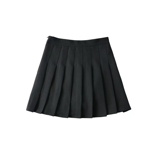 Press fit high waisted pleated skirt, half length skirt, short skirt