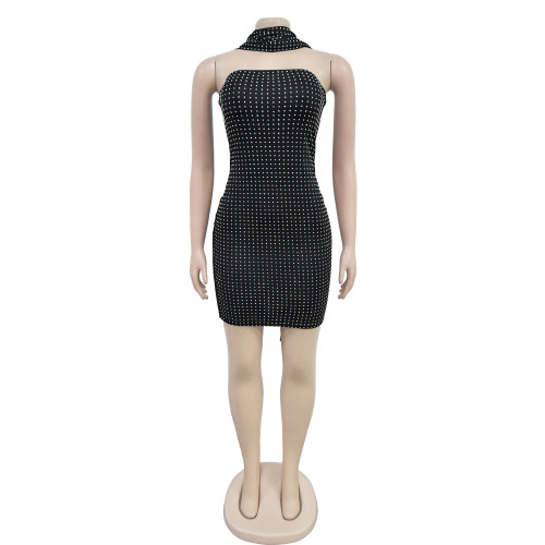 Women's silk ribbon hot stamping dress