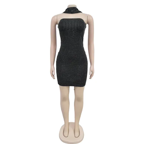 Women's silk ribbon hot stamping dress